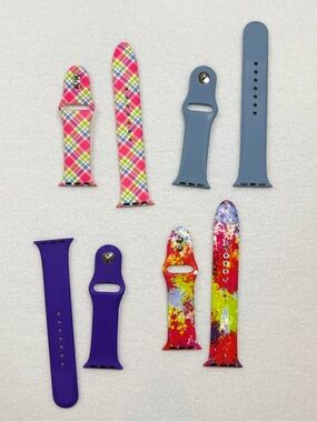 Silicone Replacement Watch Bands - Purple, Gray, Pink Plaid, Multicolor Splatter
